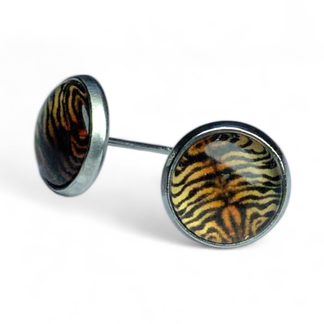 Wild Animal Print Stud Earrings, Handmade Everyday Statement Studs Tiger