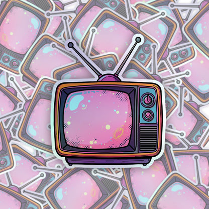 Retro TV Cosmic Rainbow | Nostalgic | Holographic Foil | Kiss-Cut Sticker