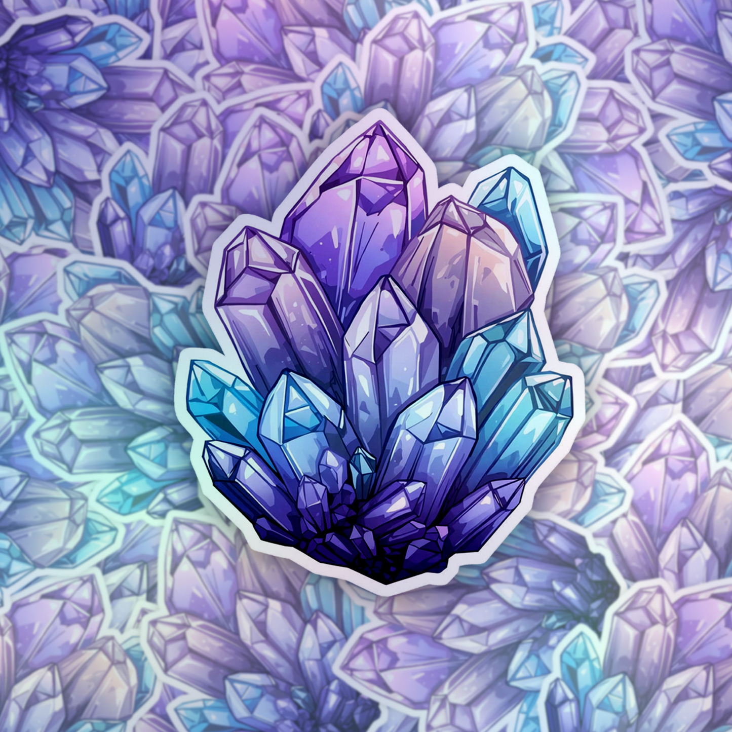 Crystal Cluster Rainbow | Magical | Holographic Foil | Kiss-Cut Sticker