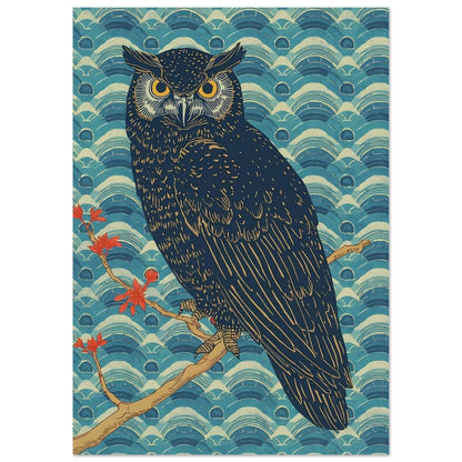 Night Watch Owl Japanese Art Wall Poster 21x29.7 cm 8x12"
