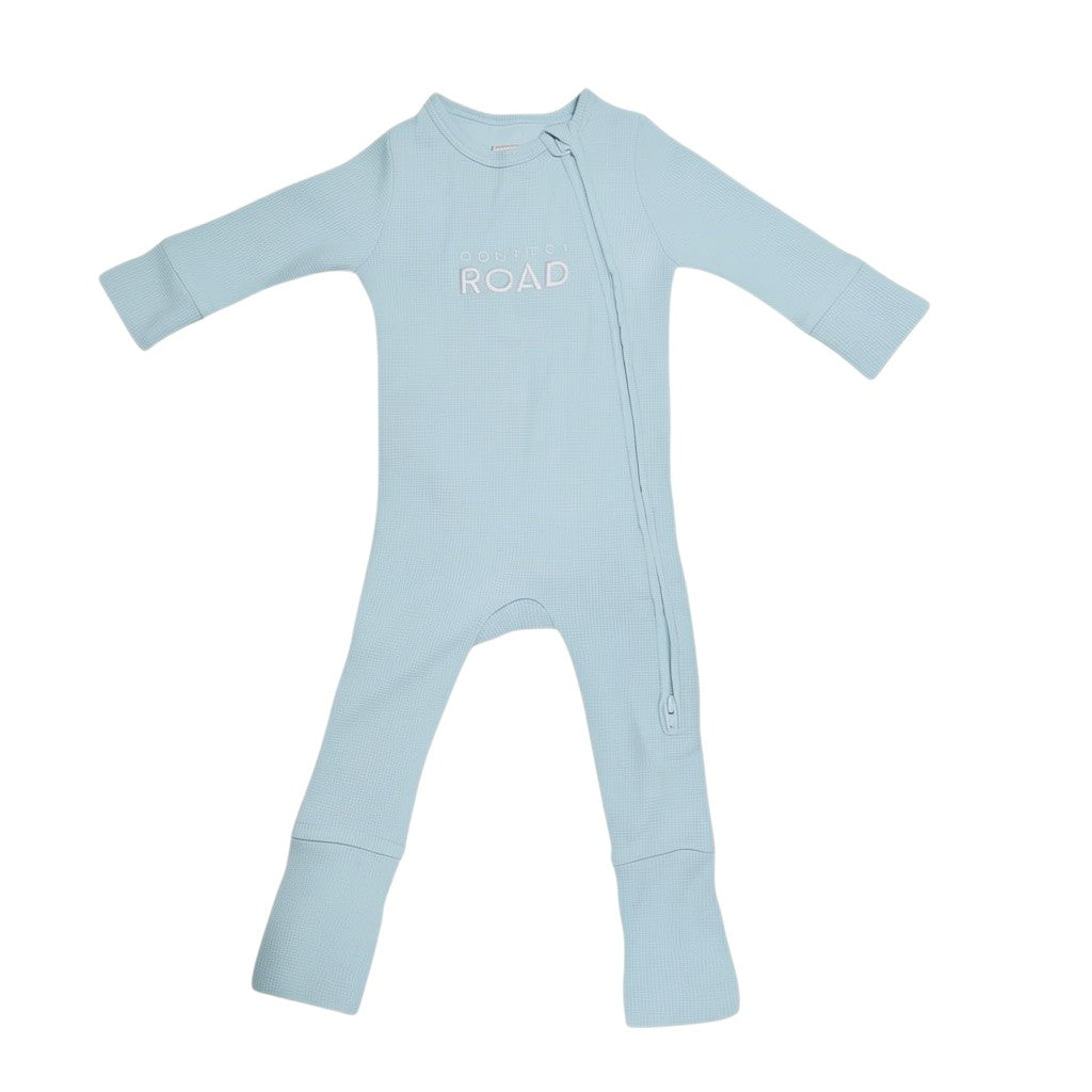 Country Road Baby One Piece | Blue Waffle Knit | Size 000 (0-3M) | Pre-Owned