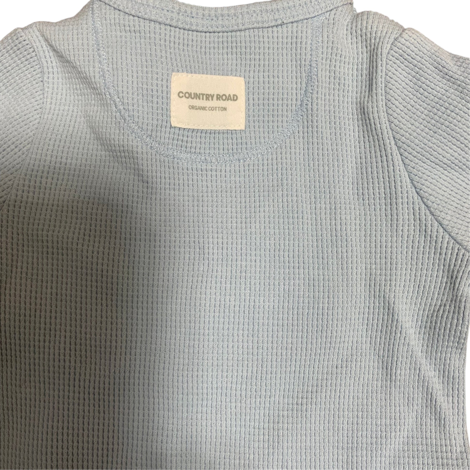 Country Road Baby One Piece | Blue Waffle Knit | Size 000 (0-3M) | Pre-Owned