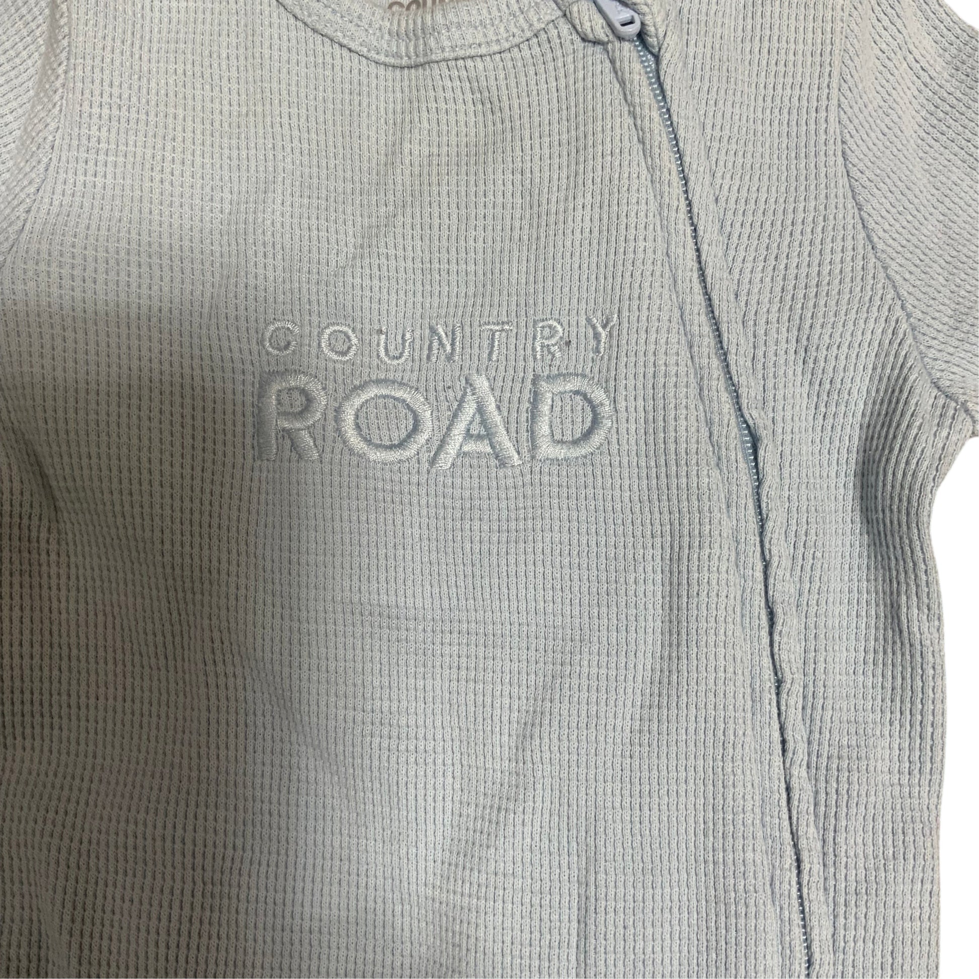 Country Road Baby One Piece | Blue Waffle Knit | Size 000 (0-3M) | Pre-Owned