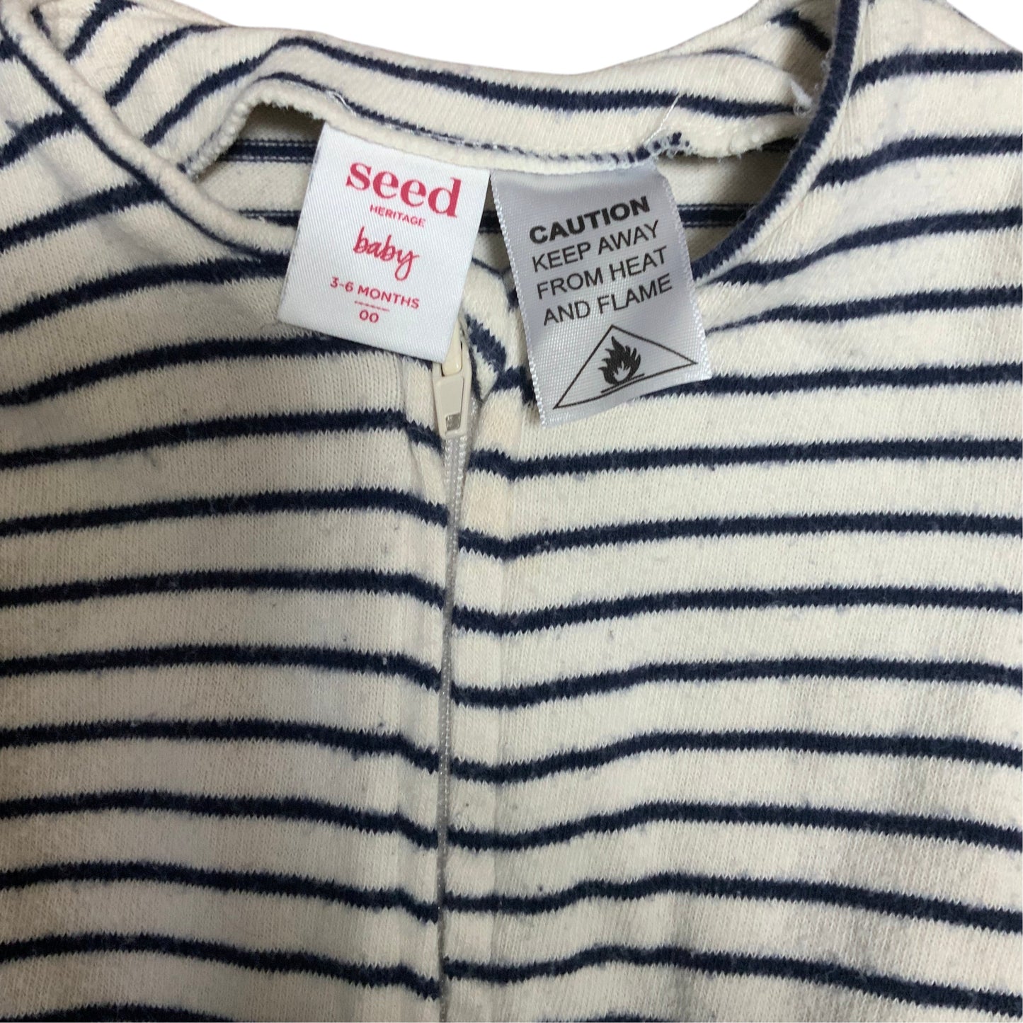 Seed Heritage Baby One Piece | Cream Navy Stripe | Size 00 (3-6M) | Pre-Owned