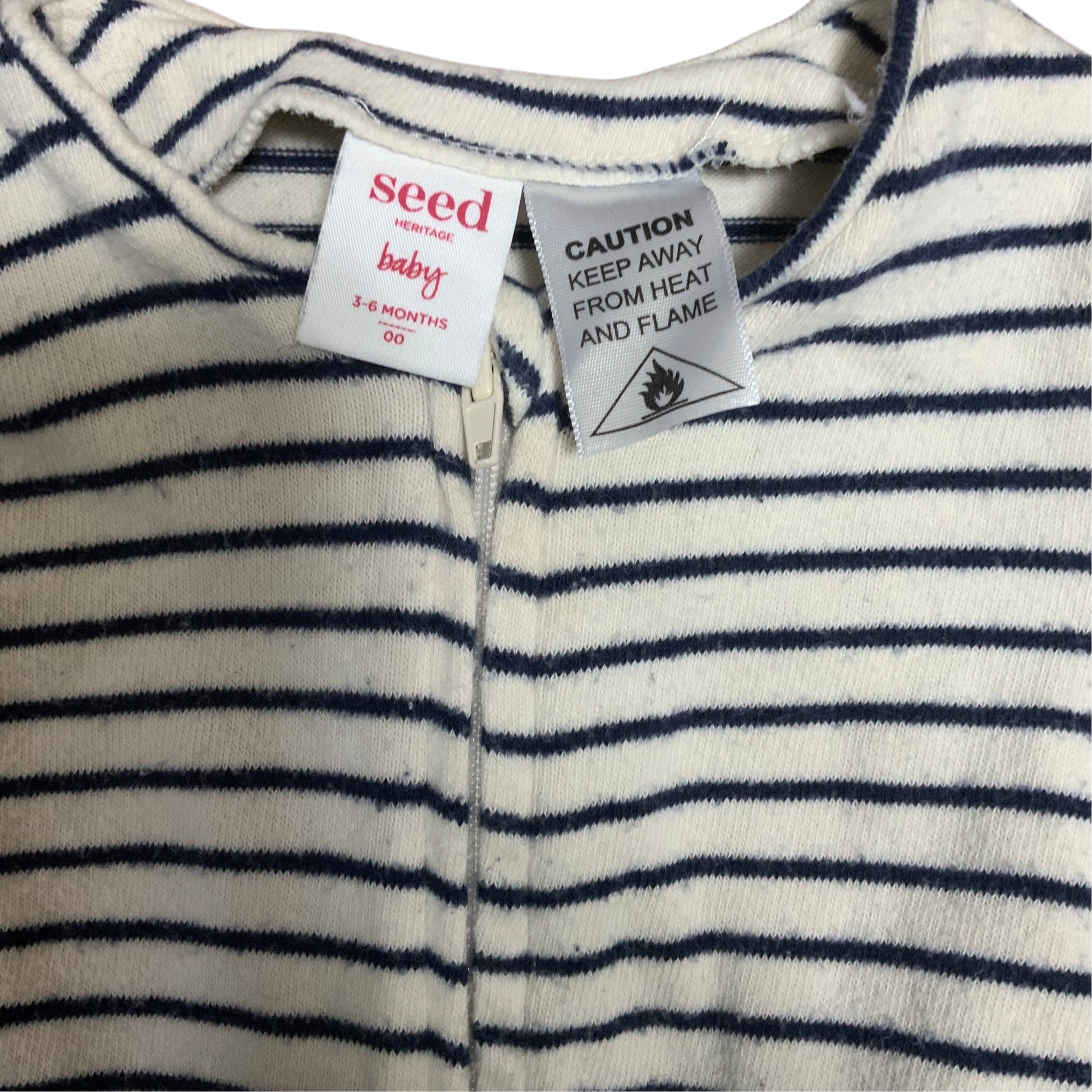 Seed Heritage Baby One Piece | Cream Navy Stripe | Size 00 (3-6M) | Pre-Owned