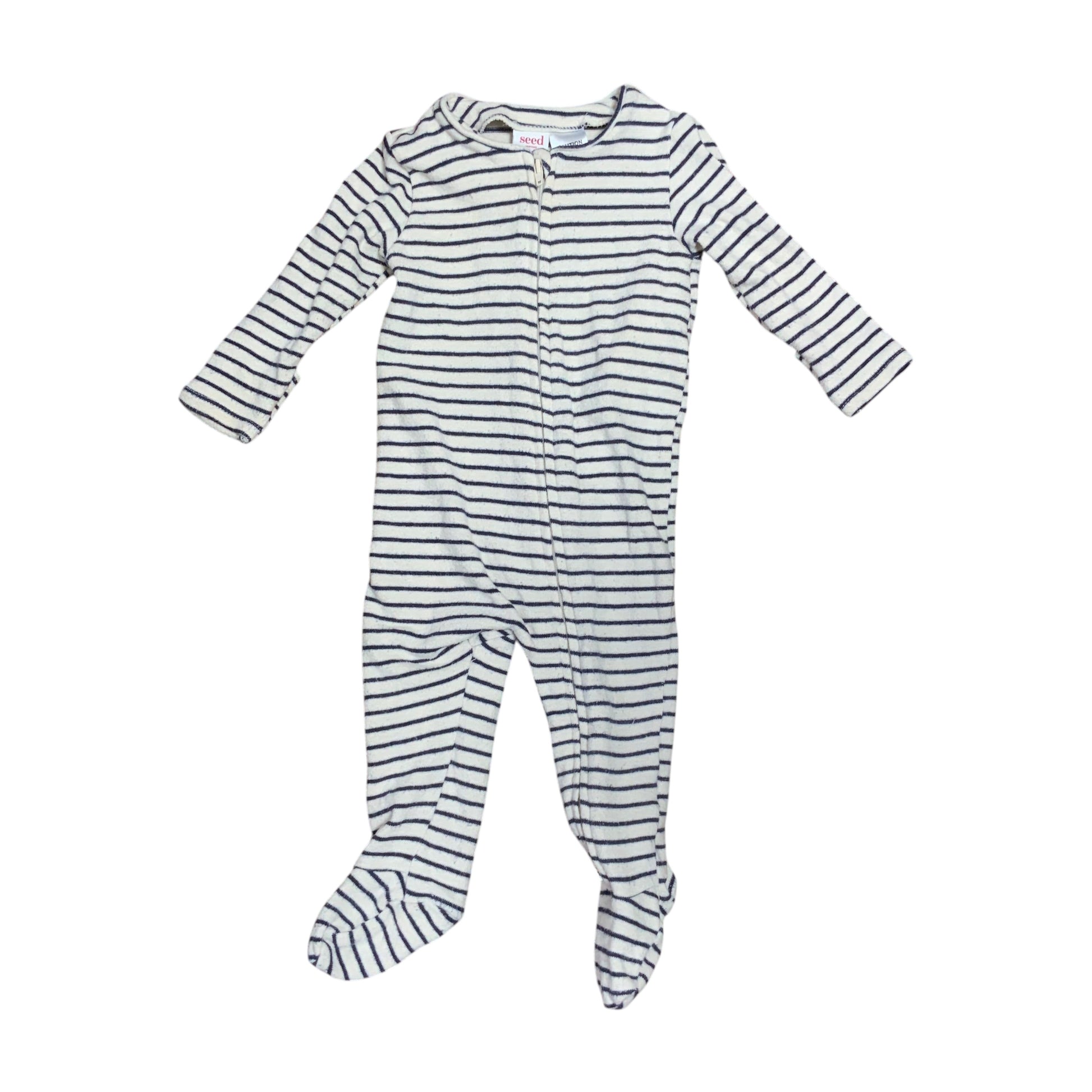 Seed Heritage Baby One Piece | Cream Navy Stripe | Size 00 (3-6M) | Pre-Owned