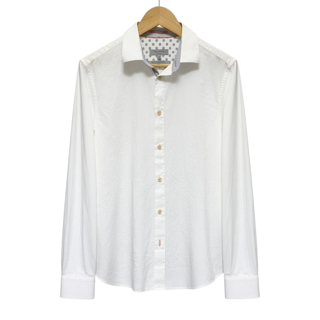 Ted Baker London White Embossed Shirt | Size 4 (Large) | Pre-Owned