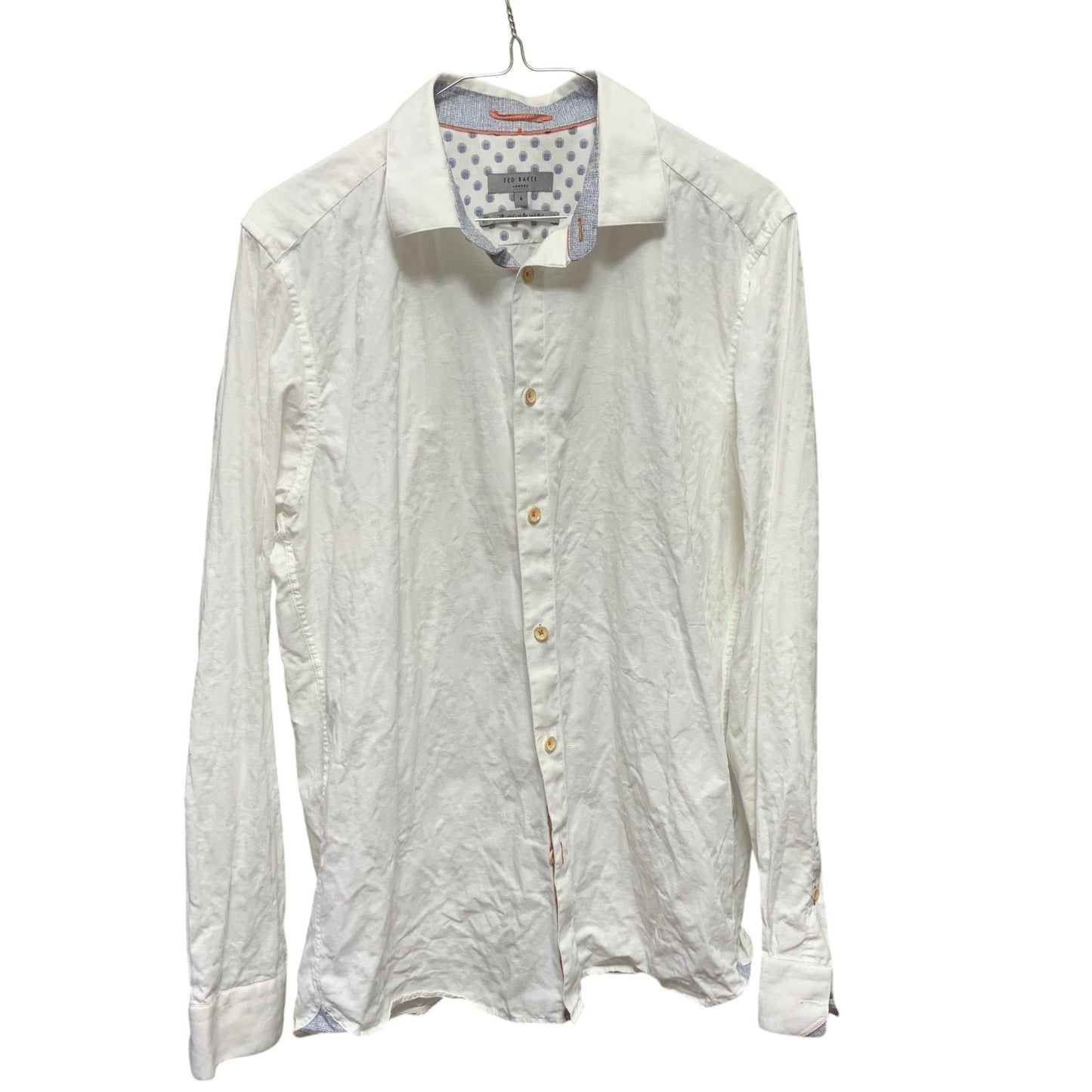 Ted Baker London White Embossed Shirt | Size 4 (Large) | Pre-Owned