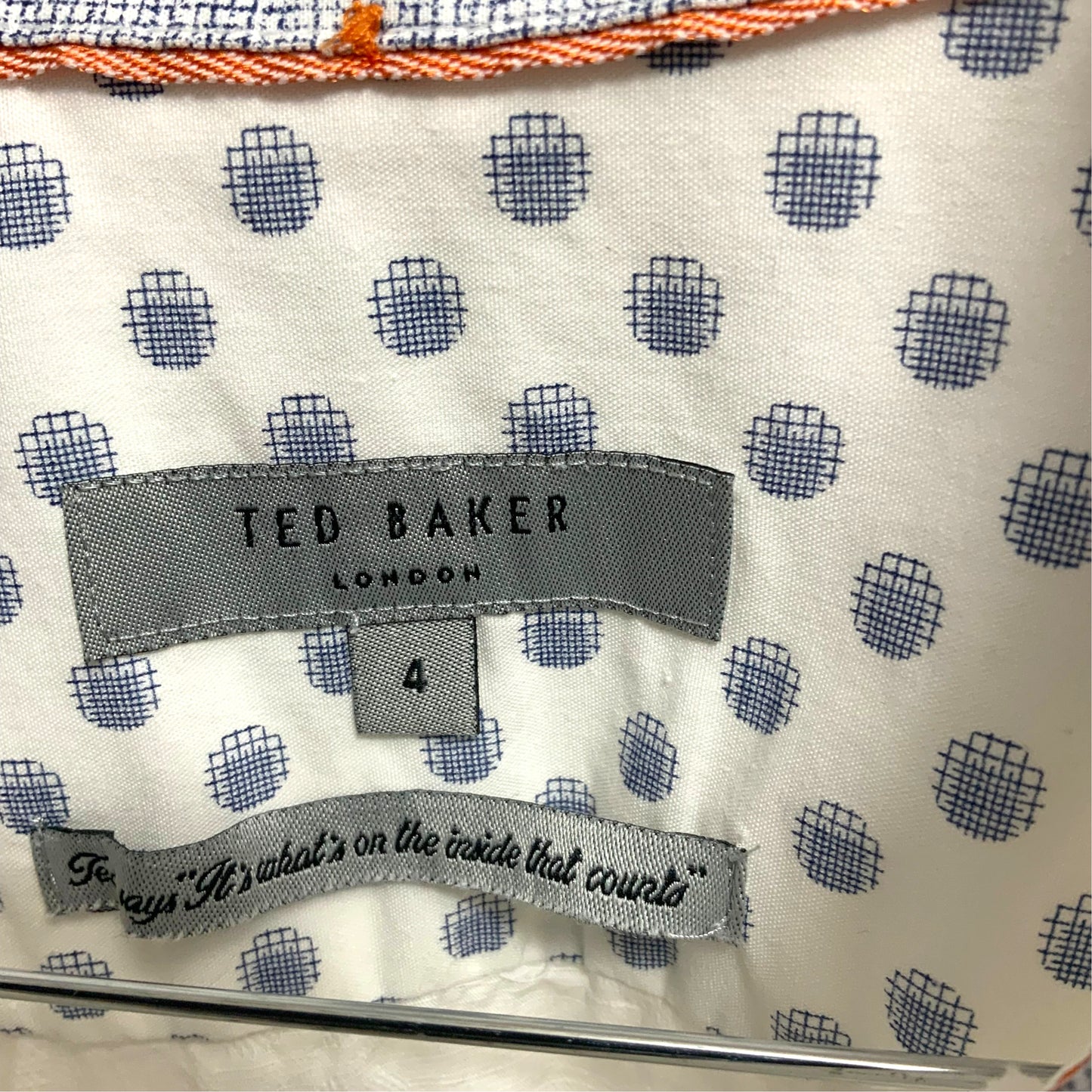 Ted Baker London White Embossed Shirt | Size 4 (Large) | Pre-Owned