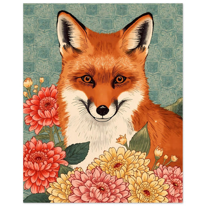 Floral Fox Ukiyo-e Wall Art Poster 40x50 cm 16x20″