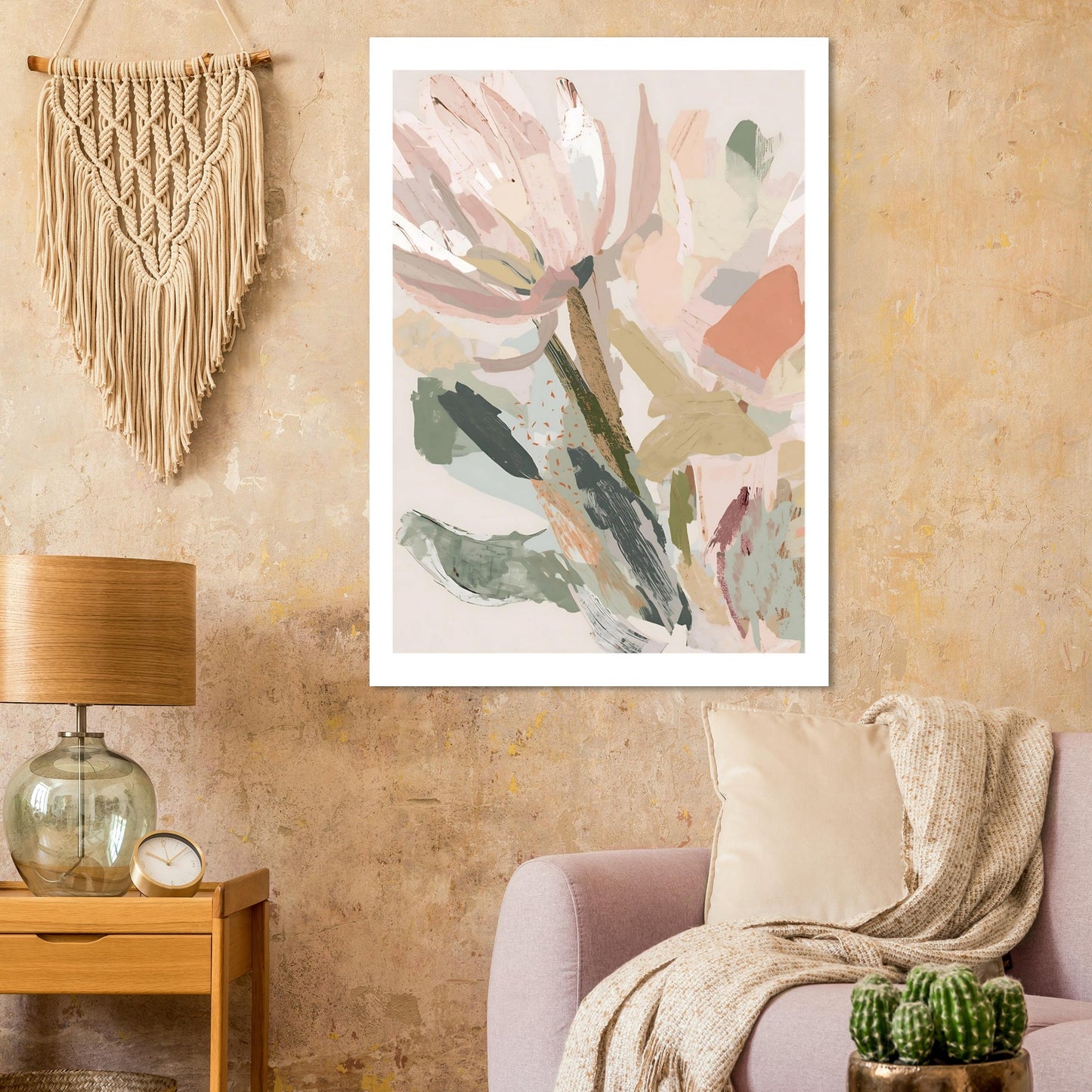Abstract Floral Canvas Wall Art Print | Modern Minimalist Botanical Painting
