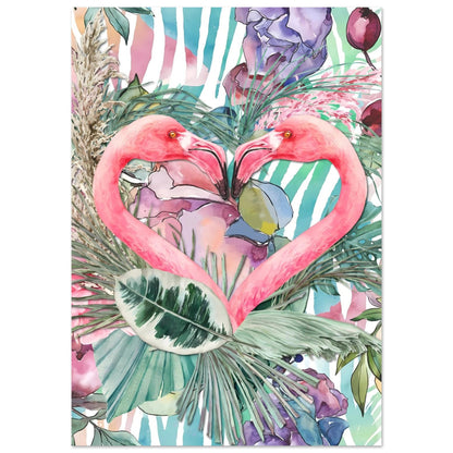 Flamingo Love Tropical Wall Art Poster A0 (84.1 x 118.9 cm)