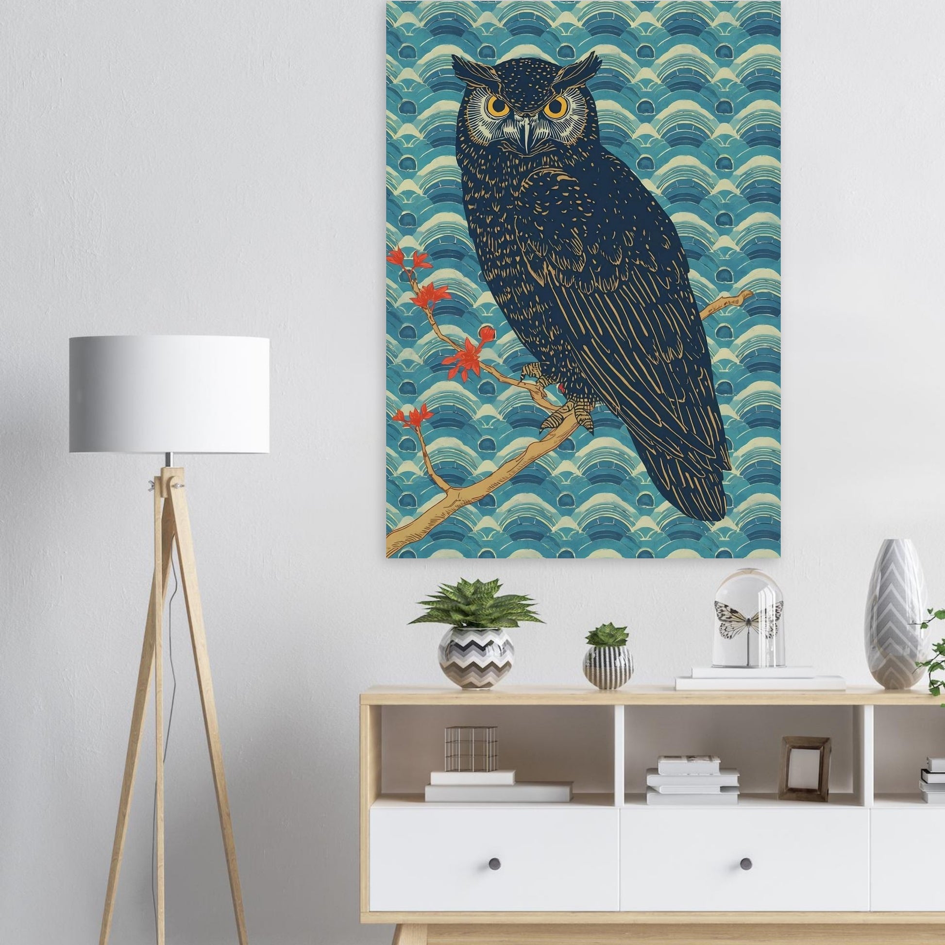 Night Watch Owl Japanese Art Wall Poster