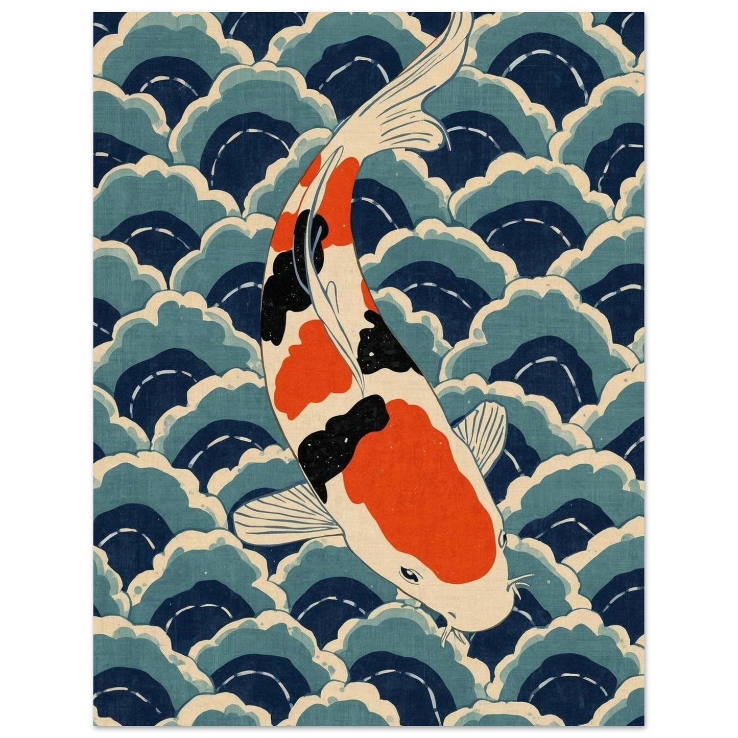 Koi Wave Japanese Art Wall Poster 27x35 cm 11x14″