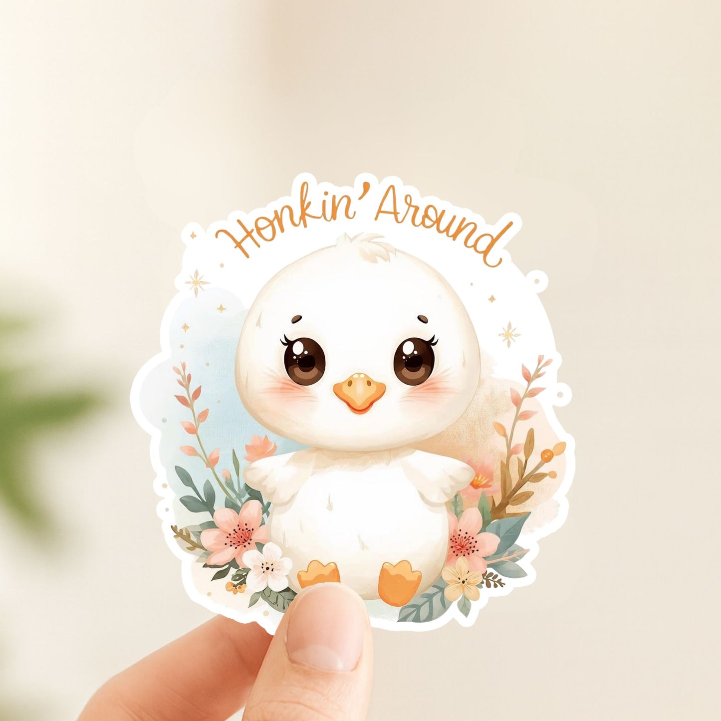 Honkin' Around Goose | Farm Animal | White Vinyl | Die-Cut Sticker