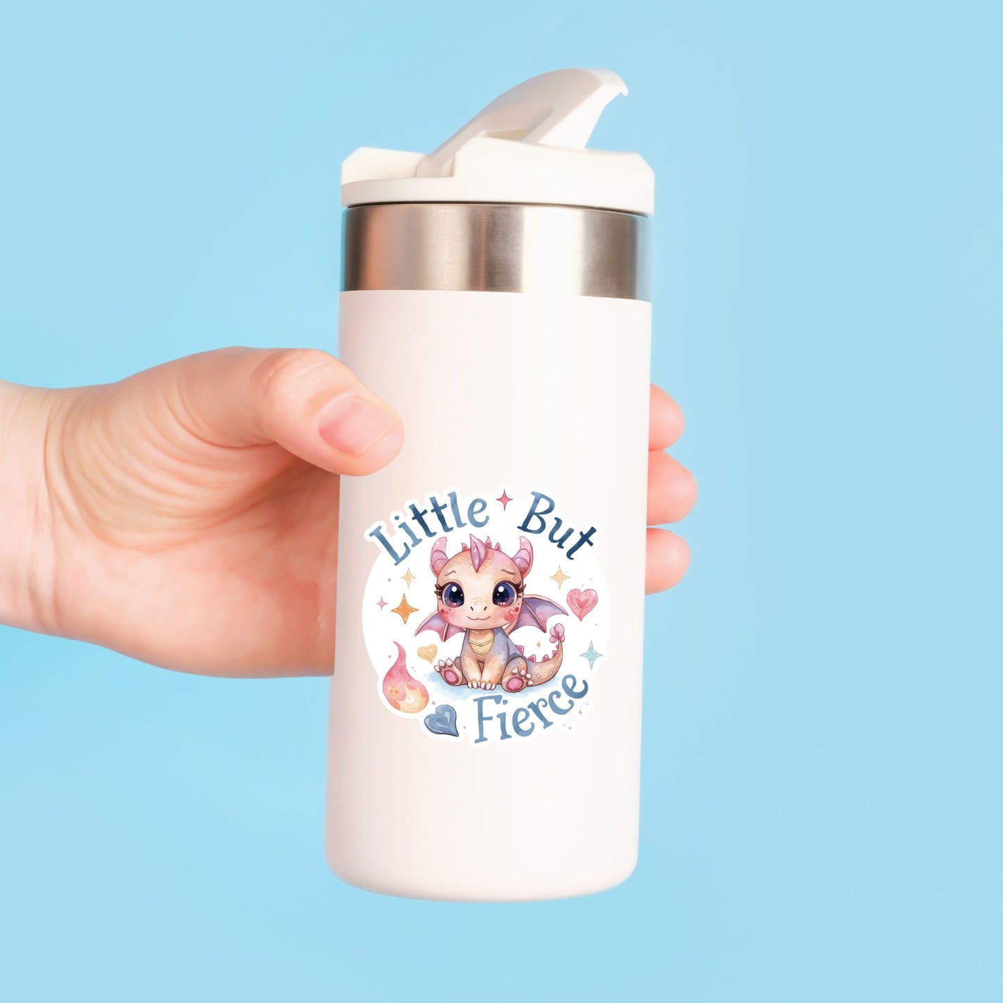Little But Fierce Dragon | Fantasy | White Vinyl | Die-Cut Sticker