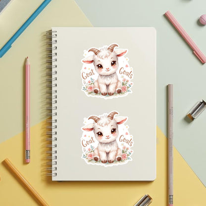 Goat Goals Baby Goat | Farm Animal | White Vinyl | Die-Cut Sticker