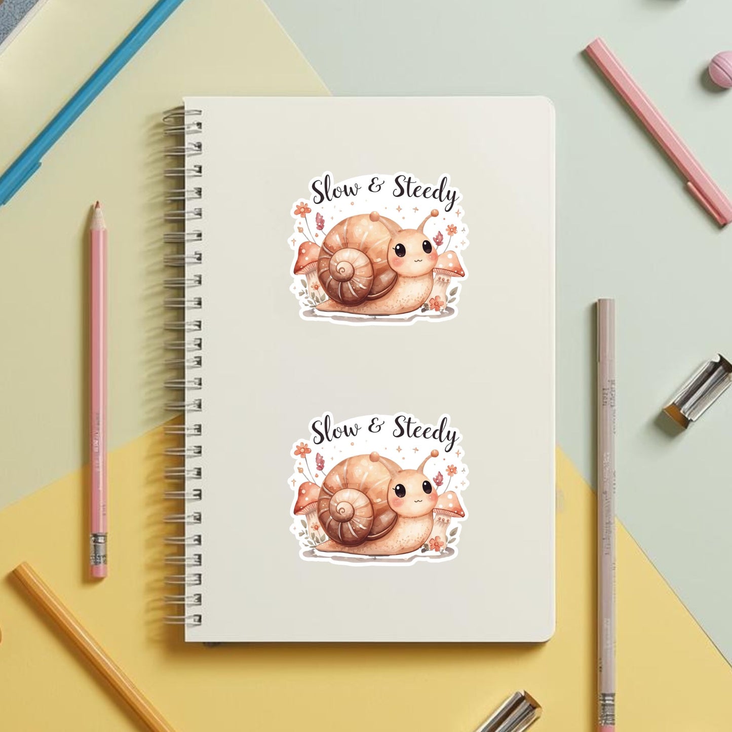 Slow & Steady Snail | Motivational | White Vinyl | Die-Cut Sticker