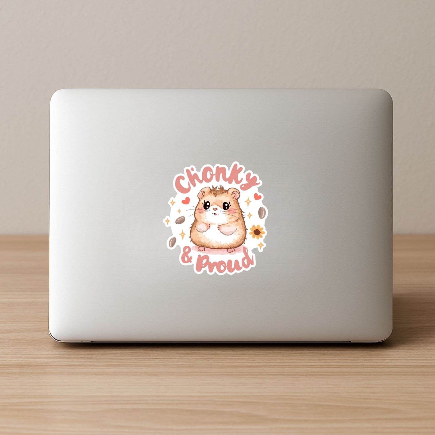 Chonky & Proud Hamster | Body Positive | White Vinyl | Die-Cut Sticker