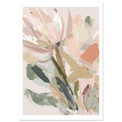 Abstract Floral Canvas Wall Art Print | Modern Minimalist Botanical Painting 21x29.7 cm 8x12"