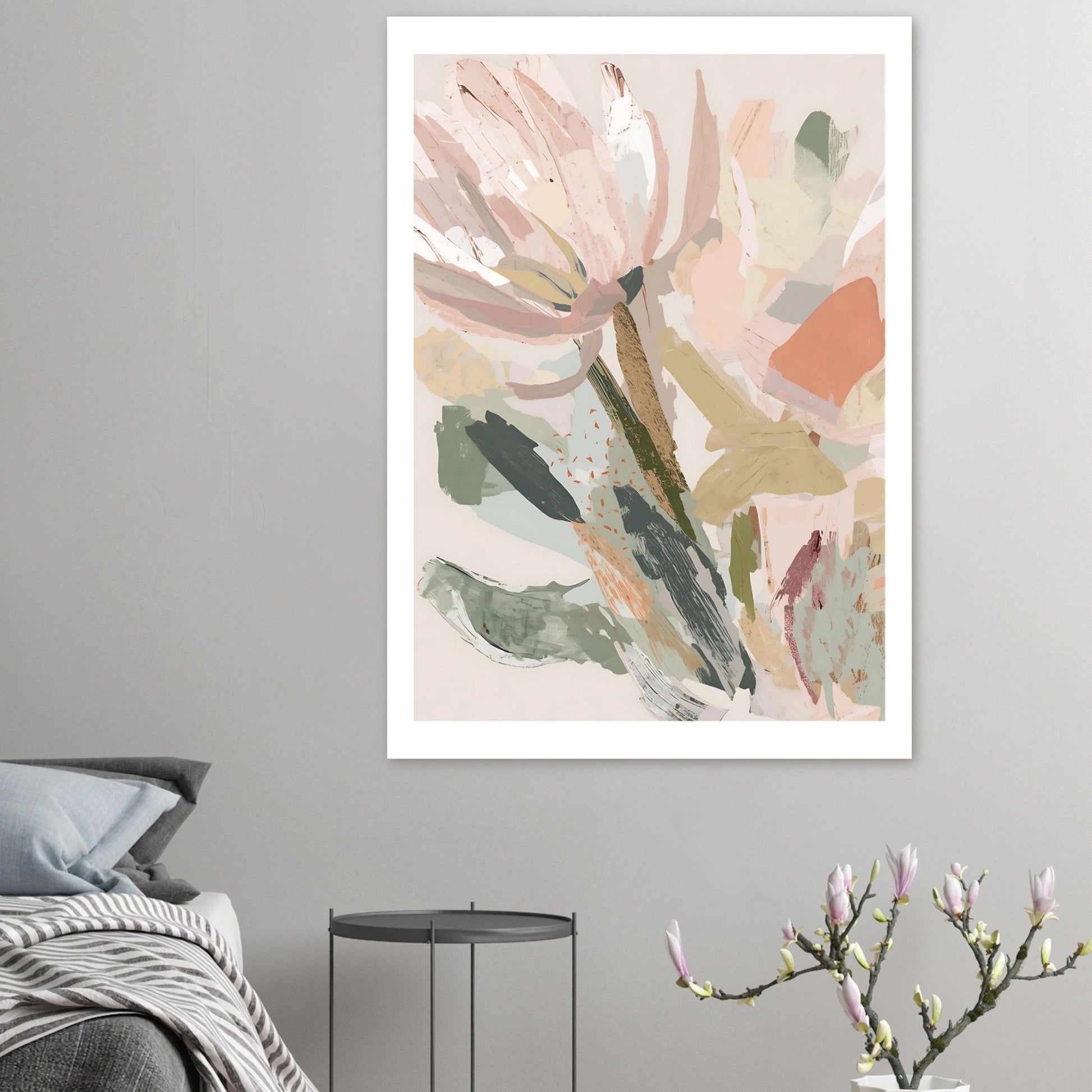 Abstract Floral Canvas Wall Art Print | Modern Minimalist Botanical Painting