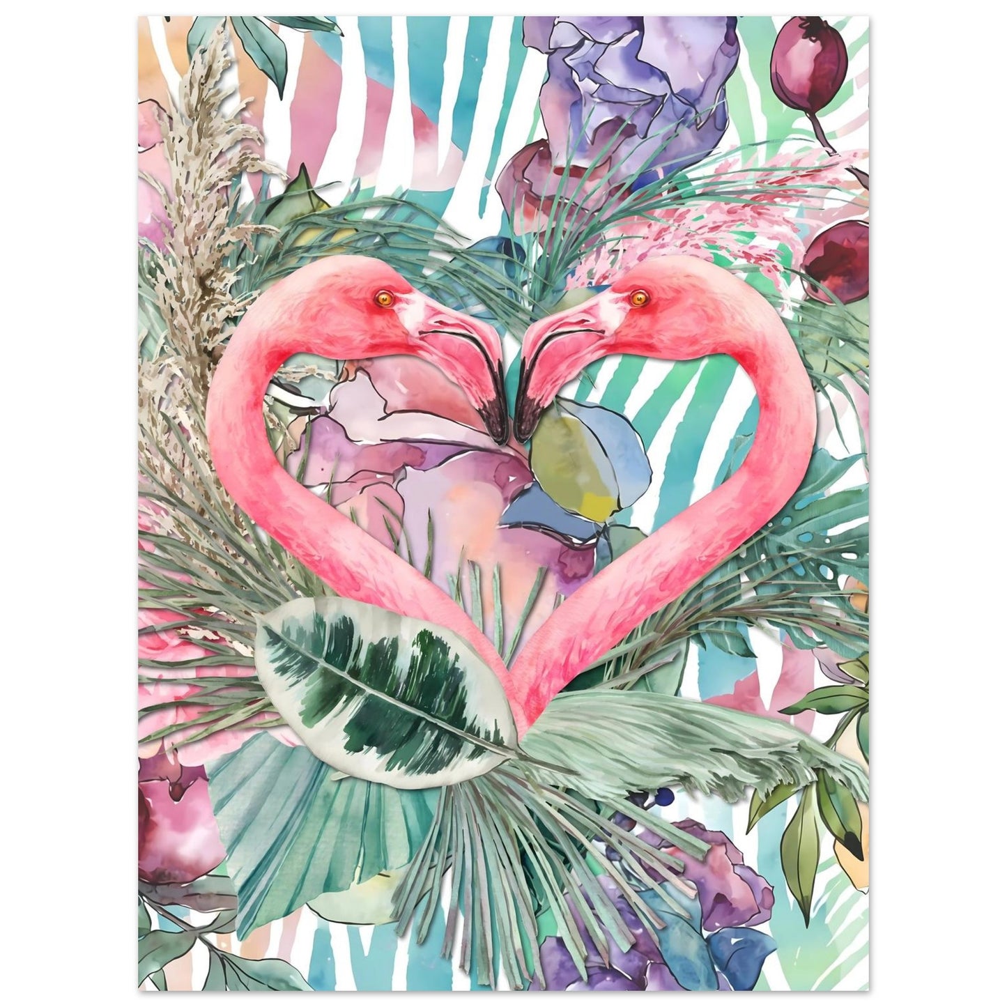 Flamingo Love Tropical Wall Art Poster 75x100 cm 30x40″