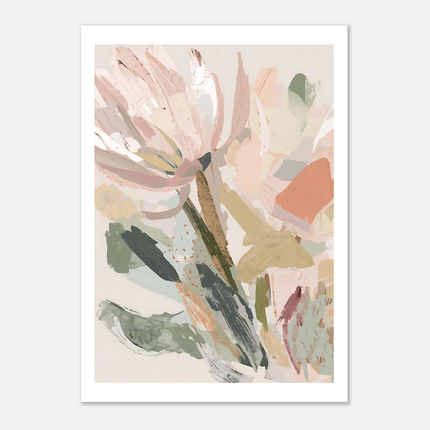 Abstract Floral Canvas Wall Art Print | Modern Minimalist Botanical Painting