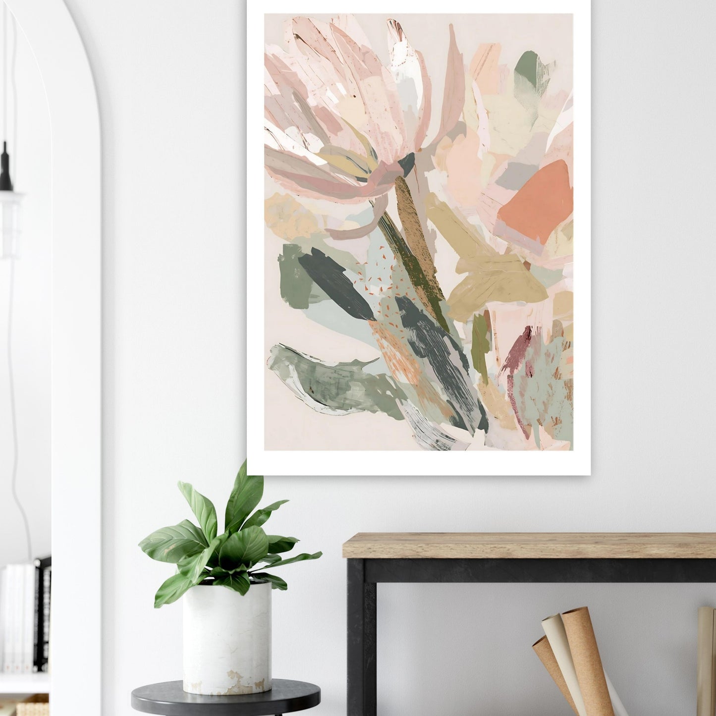 Abstract Floral Canvas Wall Art Print | Modern Minimalist Botanical Painting