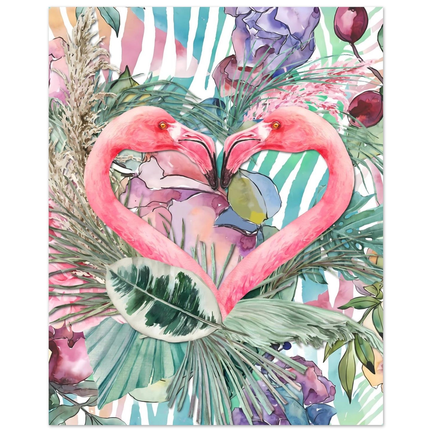 Flamingo Love Tropical Wall Art Poster 20x25 cm 8x10″